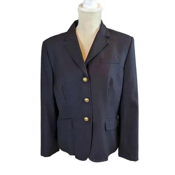 J.Crew Vintage 90’s Schoolboy Wool Blazer Classic Navy Blue Gold Hardware Size 8 - Picture 5 of 9